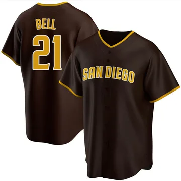 Heath Bell Men's San Diego Padres Replica Road Jersey - Brown