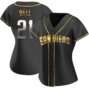 Heath Bell Women's San Diego Padres Replica Alternate Jersey - Black Golden