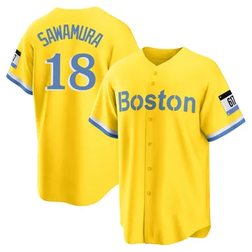 Hirokazu Sawamura Men's Boston Red Sox Replica Blue 2021 City Connect Player Jersey - Gold/Light