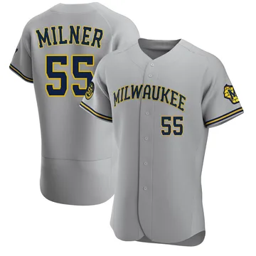 Hoby Milner Men's Milwaukee Brewers Authentic Road Jersey - Gray