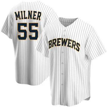 Hoby Milner Men's Milwaukee Brewers Replica Home Jersey - White