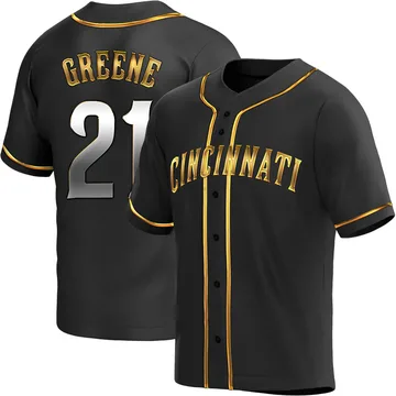 Hunter Greene Men's Cincinnati Reds Replica Alternate Jersey - Black Golden