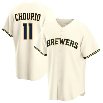 Jackson Chourio Men's Milwaukee Brewers Replica Home Jersey - Cream