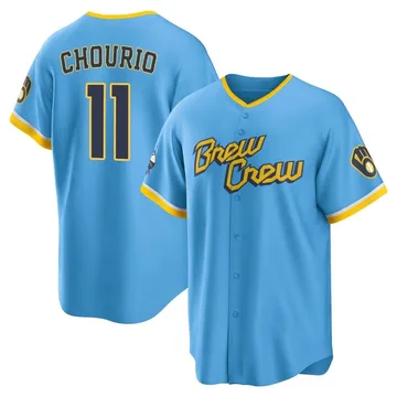 Jackson Chourio Men's Milwaukee Brewers Replica Powder 2022 City Connect Jersey - Blue