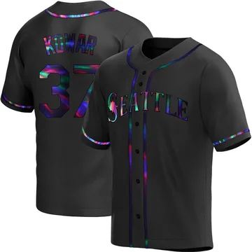 Jackson Kowar Men's Seattle Mariners Replica Alternate Jersey - Black Holographic