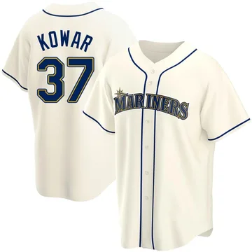 Jackson Kowar Men's Seattle Mariners Replica Alternate Jersey - Cream