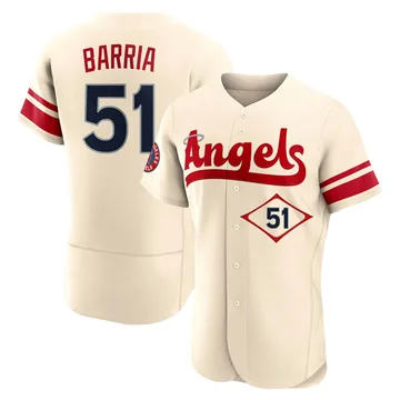 Jaime Barria Men's Los Angeles Angels Authentic 2022 City Connect Jersey - Cream