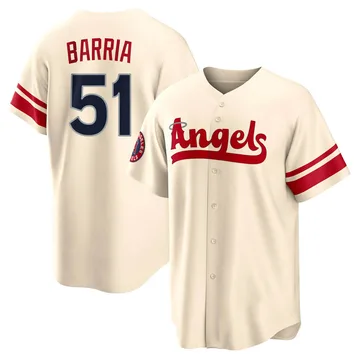 Jaime Barria Men's Los Angeles Angels Replica 2022 City Connect Jersey - Cream