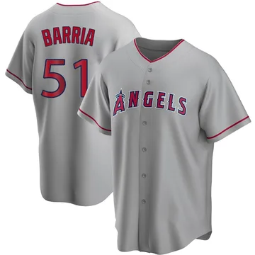 Jaime Barria Men's Los Angeles Angels Replica Silver Road Jersey