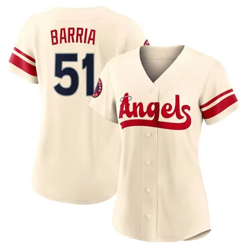 Jaime Barria Women's Los Angeles Angels Authentic 2022 City Connect Jersey - Cream