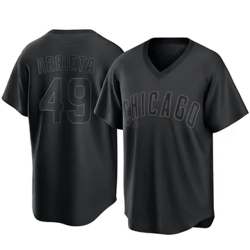 Jake Arrieta Men's Chicago Cubs Replica Pitch Fashion Jersey - Black