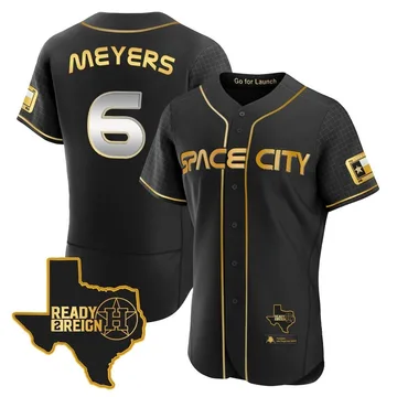 Jake Meyers Men's Houston Astros Authentic 2023 Space City Ready 2 Reign Flex Base Jersey - Black/Gold