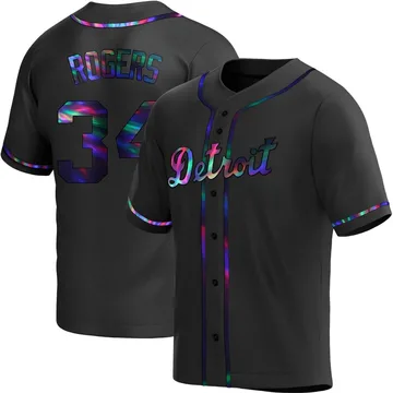 Jake Rogers Men's Detroit Tigers Replica Alternate Jersey - Black Holographic