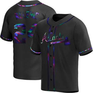 Jarred Kelenic Men's Atlanta Braves Replica Alternate Jersey - Black Holographic