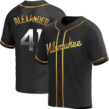 Jason Alexander Men's Milwaukee Brewers Replica Alternate Jersey - Black Golden