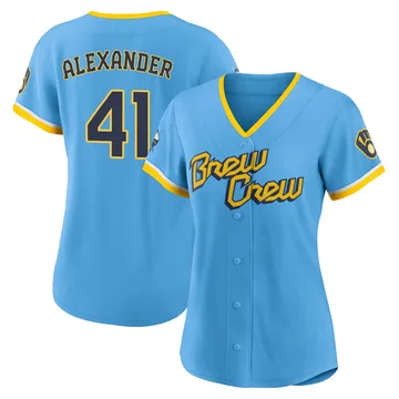 Jason Alexander Women's Milwaukee Brewers Authentic Powder 2022 City Connect Jersey - Blue