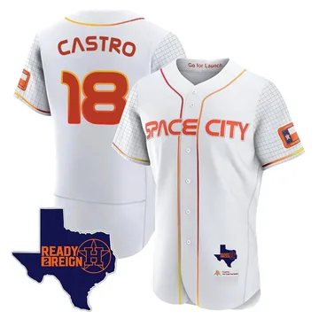 Jason Castro Men's Houston Astros Authentic 2023 Space City Ready 2 Reign Flex Base Jersey - White