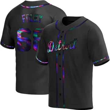 Jason Foley Men's Detroit Tigers Replica Alternate Jersey - Black Holographic