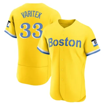 Jason Varitek Men's Boston Red Sox Authentic Blue 2021 City Connect Jersey - Gold/Light