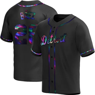 Javier Baez Men's Detroit Tigers Replica Alternate Jersey - Black Holographic