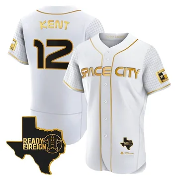 Jeff Kent Men's Houston Astros Authentic 2023 Space City Ready 2 Reign Flex Base Jersey - White/Gold