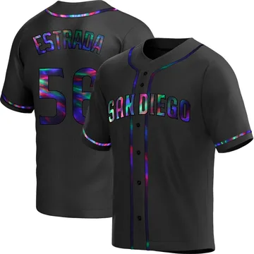 Jeremiah Estrada Men's San Diego Padres Replica Alternate Jersey - Black Holographic