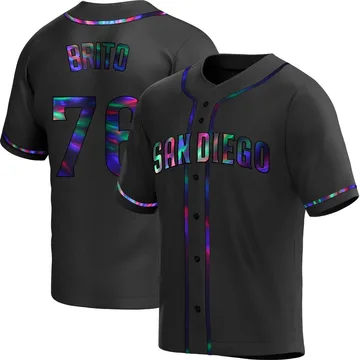 Jhony Brito Men's San Diego Padres Replica Alternate Jersey - Black Holographic