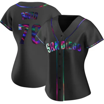 Jhony Brito Women's San Diego Padres Replica Alternate Jersey - Black Holographic