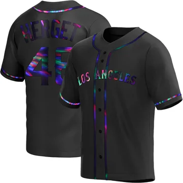 Jimmy Herget Men's Los Angeles Angels Replica Alternate Jersey - Black Holographic