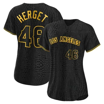 Jimmy Herget Women's Los Angeles Angels Authentic Snake Skin City Jersey - Black