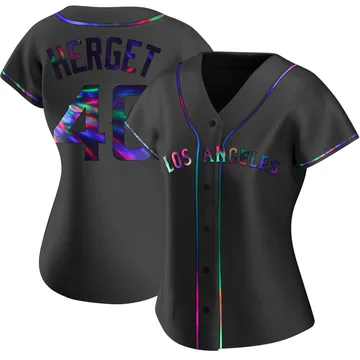 Jimmy Herget Women's Los Angeles Angels Replica Alternate Jersey - Black Holographic