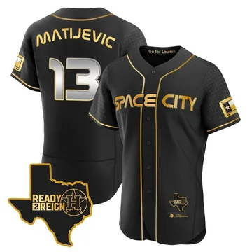 J.J. Matijevic Men's Houston Astros Authentic 2023 Space City Ready 2 Reign Flex Base Jersey - Black/Gold