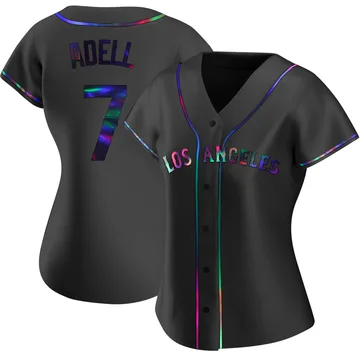 Jo Adell Women's Los Angeles Angels Replica Alternate Jersey - Black Holographic