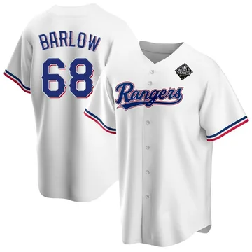 Joe Barlow Youth Texas Rangers Replica Home 2023 World Series Jersey - White