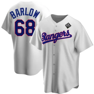 Joe Barlow Youth Texas Rangers Replica Home Cooperstown Collection 2023 World Series Jersey - White