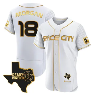 Joe Morgan Men's Houston Astros Authentic 2023 Space City Ready 2 Reign Flex Base Jersey - White/Gold