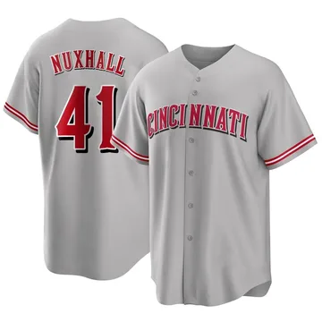 Joe Nuxhall Men's Cincinnati Reds Replica Road Jersey - Gray