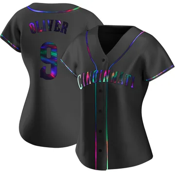 Joe Oliver Women's Cincinnati Reds Replica Alternate Jersey - Black Holographic