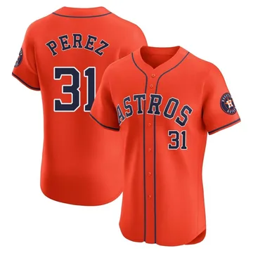 Joe Perez Men's Houston Astros Elite Alternate Vapor Premier Jersey - Orange