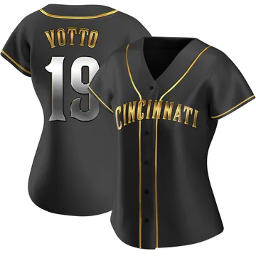 Joey Votto Women's Cincinnati Reds Replica Alternate Jersey - Black Golden