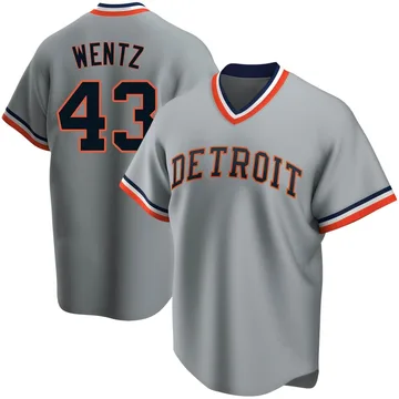 Joey Wentz Men's Detroit Tigers Replica Road Cooperstown Collection Jersey - Gray