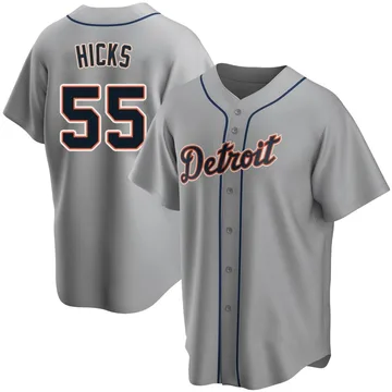 John Hicks Men's Detroit Tigers Replica Road Jersey - Gray