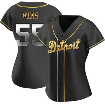 John Hicks Women's Detroit Tigers Replica Alternate Jersey - Black Golden