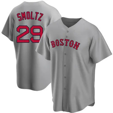 John Smoltz Men's Boston Red Sox Replica Road Jersey - Gray