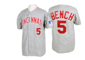 Johnny Bench Men's Cincinnati Reds Authentic 1969 Throwback Jersey - Grey