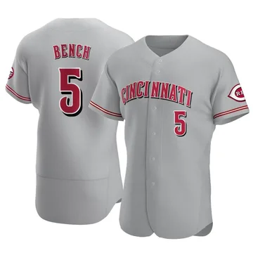 Johnny Bench Men's Cincinnati Reds Authentic Road Jersey - Gray