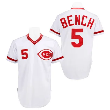 Johnny Bench Men's Cincinnati Reds Authentic Throwback Jersey - White