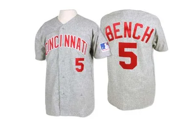 Johnny Bench Men's Cincinnati Reds Replica 1969 Throwback Jersey - Grey