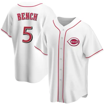 Johnny Bench Men's Cincinnati Reds Replica Home Jersey - White