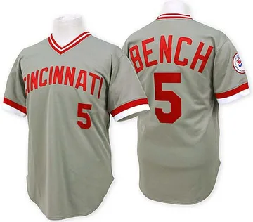 Johnny Bench Men's Cincinnati Reds Replica Throwback Jersey - Grey